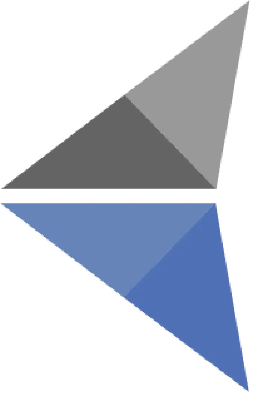 icono de human learning, una de las mejores plataformas virtuales para capacitación. Son dos triángulos, uno gris y uno azul.